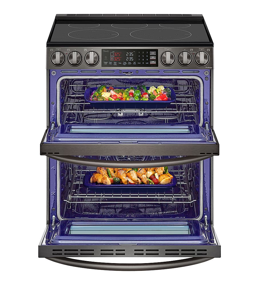 Alt View 14. LG - 7.3 Cu. Ft. Smart Slide-In Double Oven Electric True Convection Range with EasyClean and InstaView - PrintProof Black Stainless Steel.