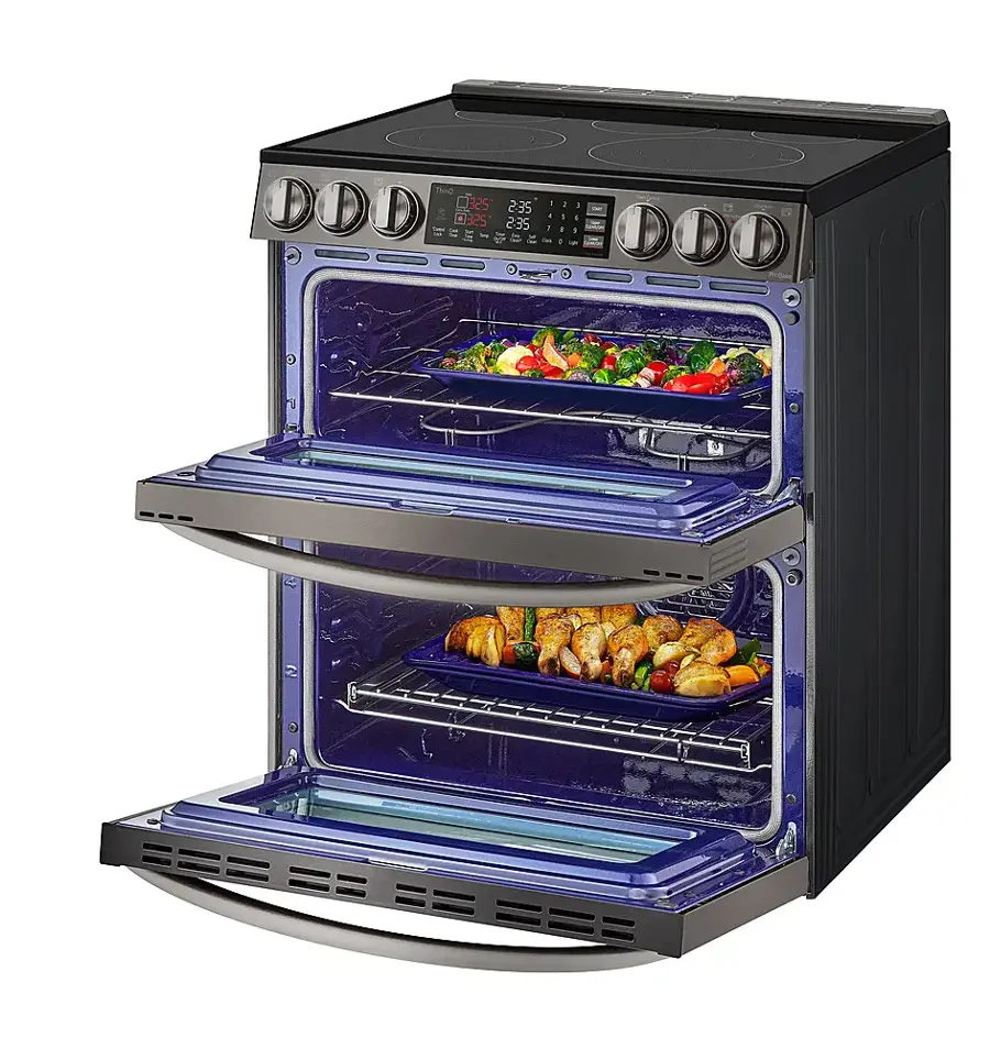 Alt View 19. LG - 7.3 Cu. Ft. Smart Slide-In Double Oven Electric True Convection Range with EasyClean and InstaView - PrintProof Black Stainless Steel.