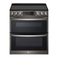 Alt View Zoom 1. LG - 7.3 Cu. Ft. Smart Slide-In Double Oven Electric True Convection Range with EasyClean and InstaView - Black Stainless Steel.