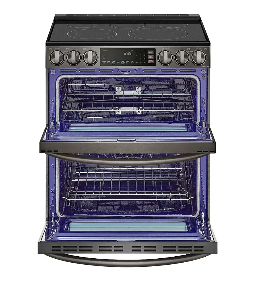 Alt View 2. LG - 7.3 Cu. Ft. Smart Slide-In Double Oven Electric True Convection Range with EasyClean and InstaView - PrintProof Black Stainless Steel.