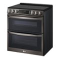 Left Zoom. LG - 7.3 Cu. Ft. Smart Slide-In Double Oven Electric True Convection Range with EasyClean and InstaView - Black Stainless Steel.