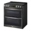 Left. LG - 7.3 Cu. Ft. Smart Slide-In Double Oven Electric True Convection Range with EasyClean and InstaView - PrintProof Black Stainless Steel.