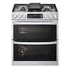Front. LG - 6.9 Cu. Ft. Slide-In Double Oven Gas True Convection Range with EasyClean and InstaView - PrintProof Stainless Steel.