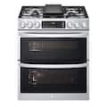 LG - 30-in Wide 6.9 Cu. Ft. Smart Slide-In Double Oven Gas True Convection Range with 5 Burners, EasyClean and InstaView - Stainless Steel