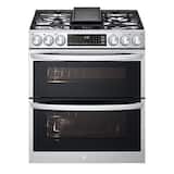 LG - 30-in Wide 6.9 Cu. Ft. Smart Slide-In Double Oven Gas True Convection Range with 5 Burners, EasyClean and InstaView - Stainless Steel