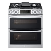 LG - 6.9 Cu. Ft. Slide-In Double Oven Gas True Convection Range with EasyClean and InstaView - Stainless steel - Front_Zoom