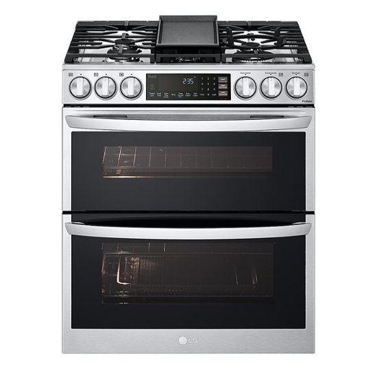 LG – 6.9 Cu. Ft. Slide-In Double Oven Gas True Convection Range with EasyClean and InstaView – Stainless steel