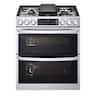 LG - 30-in Wide 6.9 Cu. Ft. Smart Slide-In Double Oven Gas True Convection Range with 5 Burners, EasyClean and InstaView - Stainless Steel