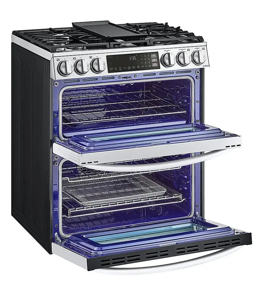 Alt View 15. LG - 6.9 Cu. Ft. Slide-In Double Oven Gas True Convection Range with EasyClean and InstaView - PrintProof Stainless Steel.