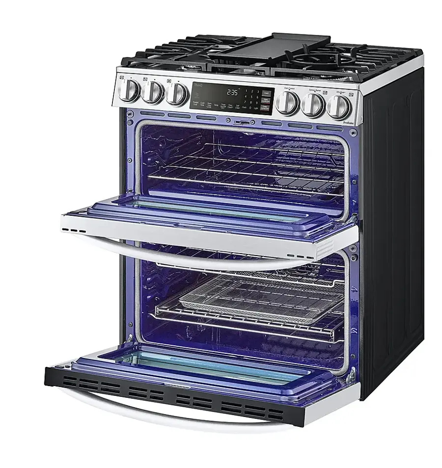 Alt View 17. LG - 6.9 Cu. Ft. Slide-In Double Oven Gas True Convection Range with EasyClean and InstaView - PrintProof Stainless Steel.