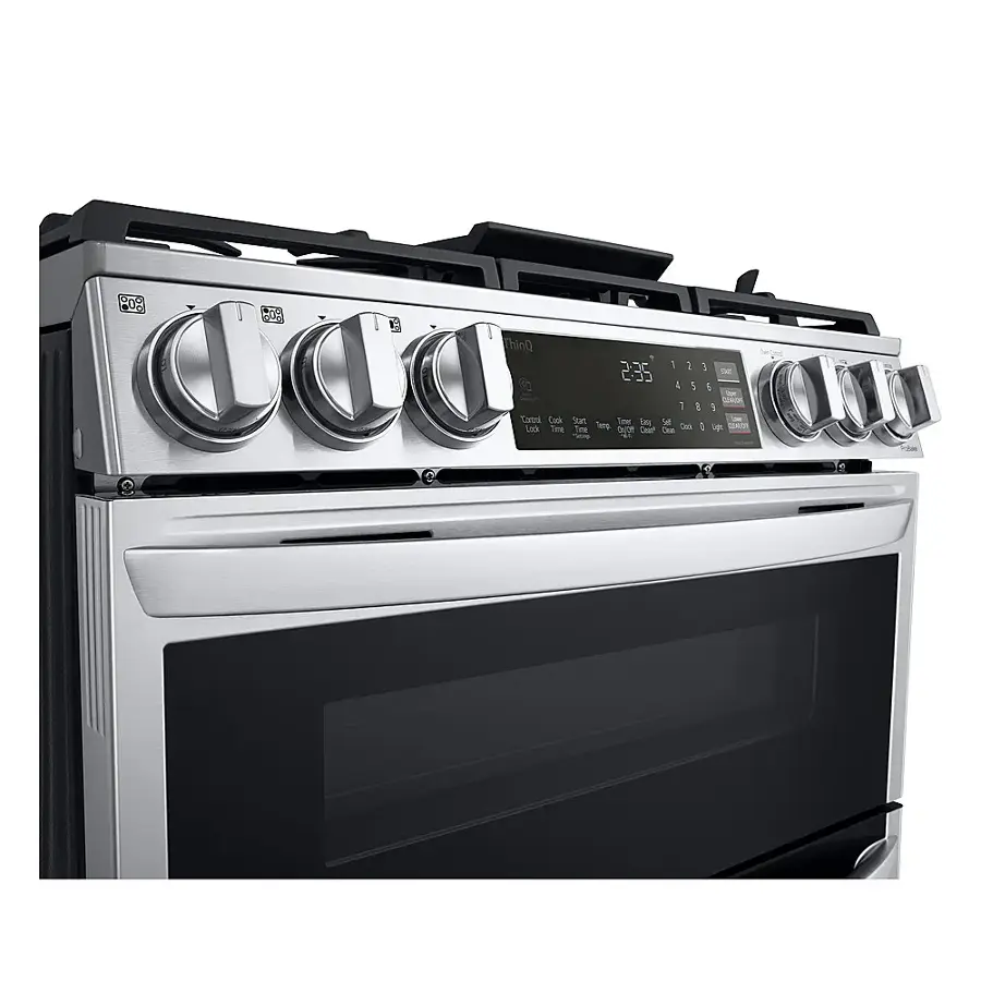 Alt View 19. LG - 6.9 Cu. Ft. Slide-In Double Oven Gas True Convection Range with EasyClean and InstaView - PrintProof Stainless Steel.