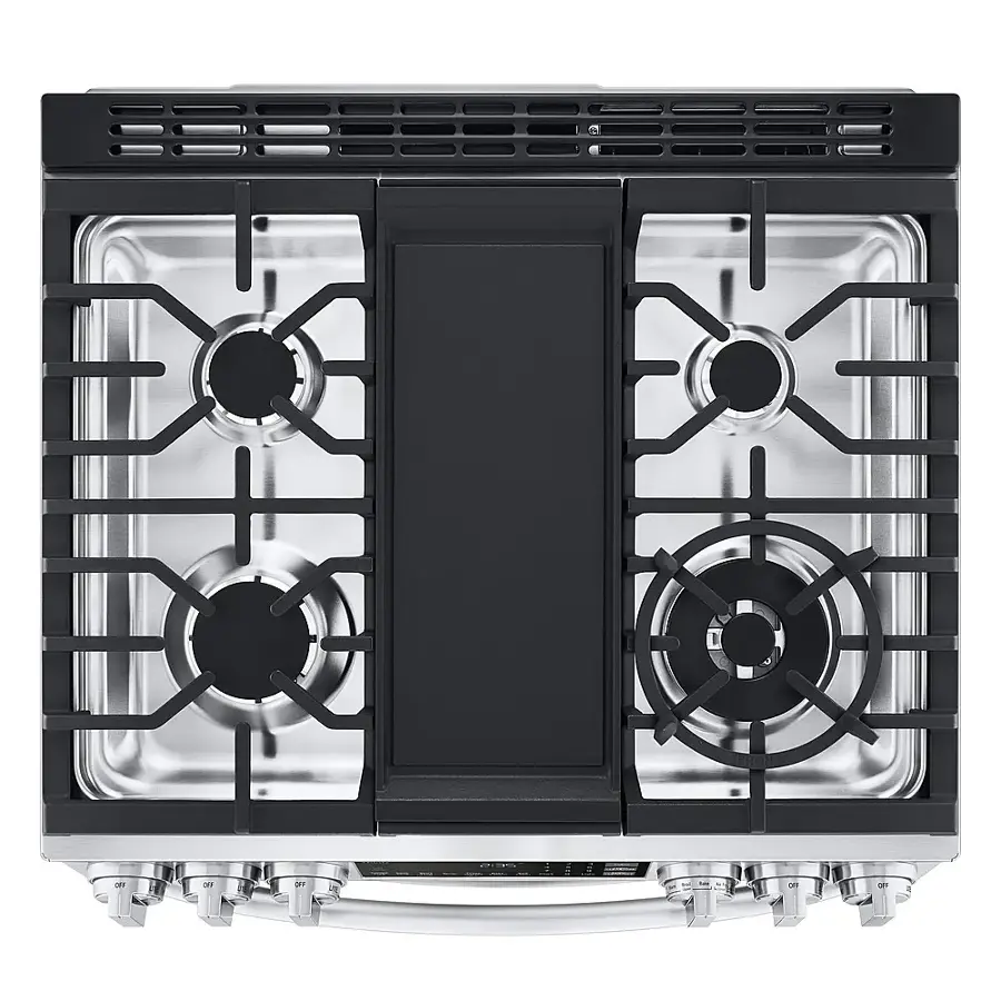 Alt View 20. LG - 6.9 Cu. Ft. Slide-In Double Oven Gas True Convection Range with EasyClean and InstaView - PrintProof Stainless Steel.