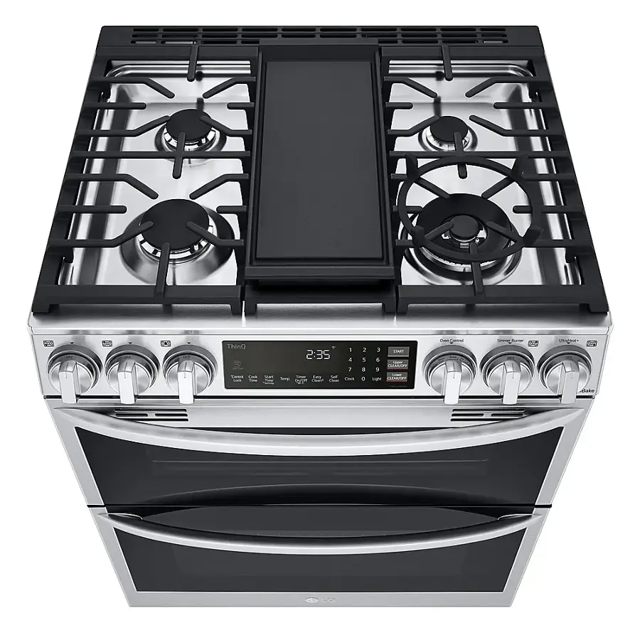 Alt View 21. LG - 6.9 Cu. Ft. Slide-In Double Oven Gas True Convection Range with EasyClean and InstaView - PrintProof Stainless Steel.
