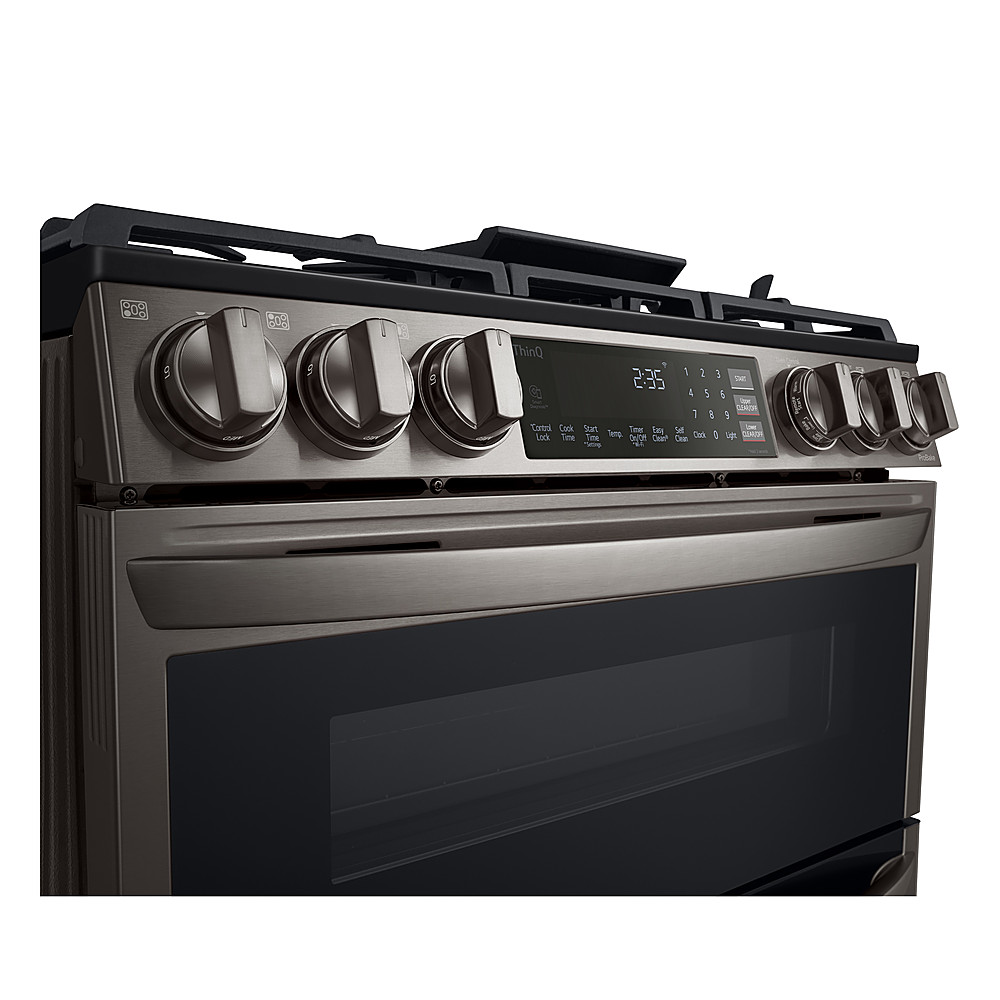 Alt View 17. LG - 6.9 Cu. Ft. Slide-In Double Oven Gas True Convection Range with EasyClean and InstaView - PrintProof Black Stainless Steel.