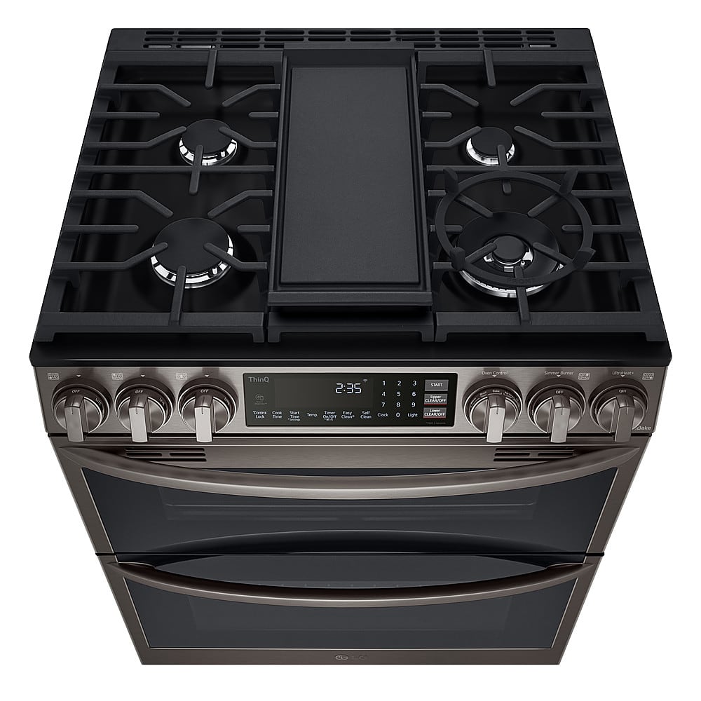 Alt View 19. LG - 6.9 Cu. Ft. Slide-In Double Oven Gas True Convection Range with EasyClean and InstaView - PrintProof Black Stainless Steel.