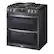Left. LG - 6.9 Cu. Ft. Slide-In Double Oven Gas True Convection Range with EasyClean and InstaView - PrintProof Black Stainless Steel.