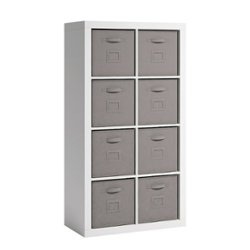 Sauder - Stow-away Organize  2 Shelf-8 Cubby  Bookshelf with White Finish - Front_Zoom