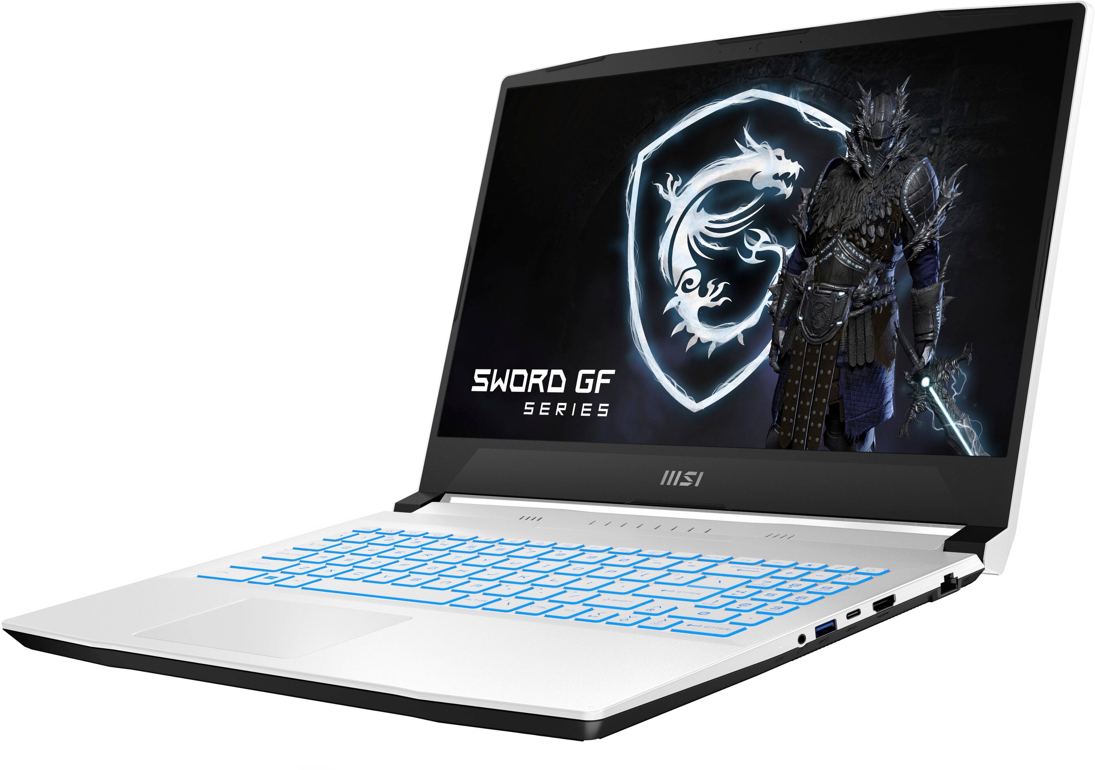 Left. MSI - Sword 15.6" 144hz Gaming Laptop - Intel Core i7 - NVIDIA GeForce RTX 3070Ti - 1TB SSD - 16GB Memory - White.
