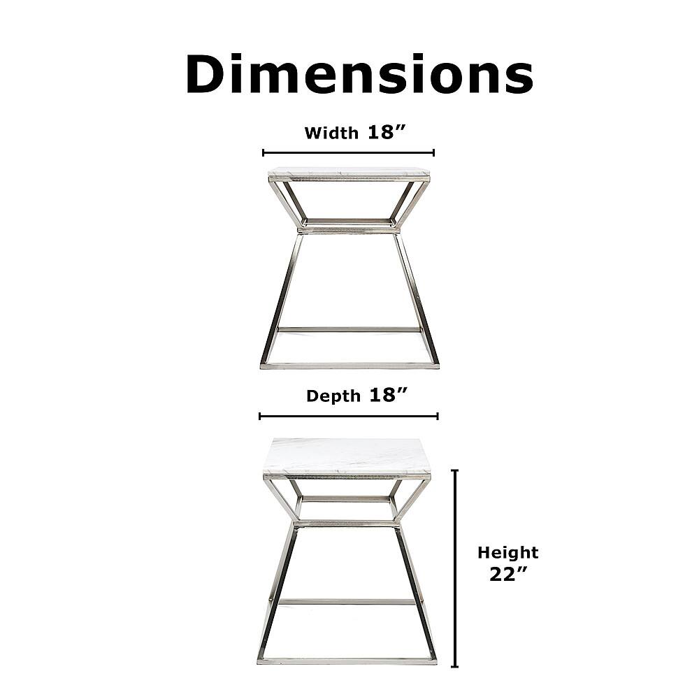 Angle View: Adore Decor - Audrey Tall Marble Side Table - Silver