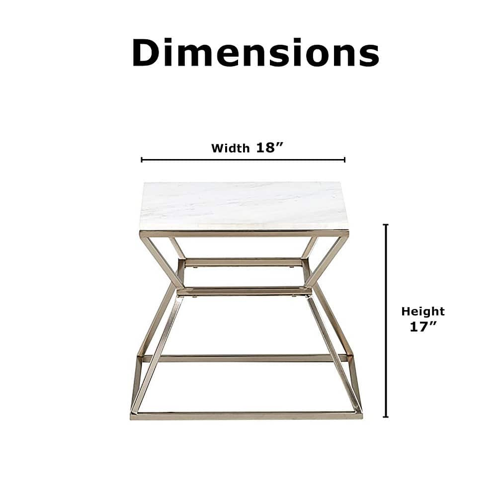 Angle View: Adore Decor Audrey Marble Side Table - Silver