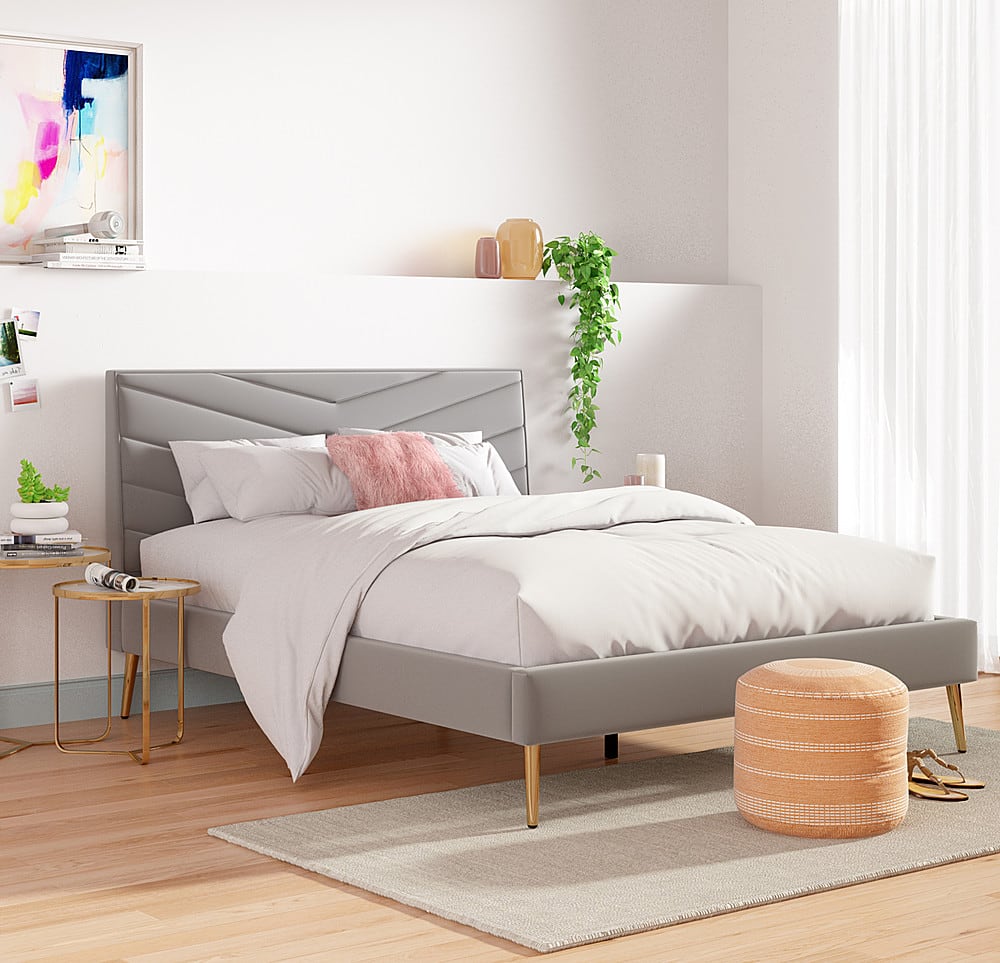 Angle View: Adore Decor - Sidney Queen Size Bed - Gray