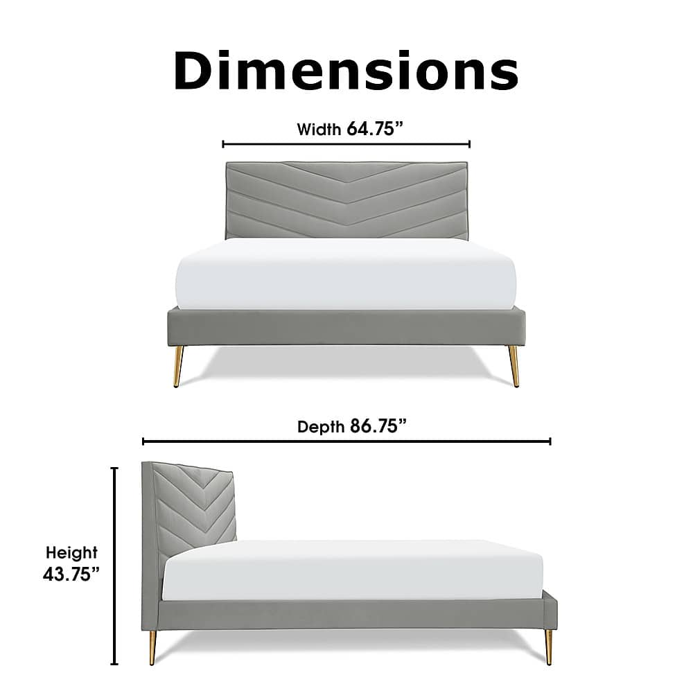 Left View: Adore Decor - Sidney Queen Size Bed - Gray