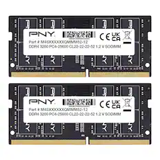 Front. PNY - Performance 16GB (2x8GB) 3200MHz DDR4 DRAM CL22 So-DIMM Notebook/Laptop Memory Kit - Black.