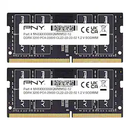 PNY - Performance 16GB (2x8GB) 3200MHz DDR4 DRAM CL22 So-DIMM Notebook/Laptop Memory Kit - Black
