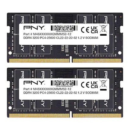 Front. PNY - Performance 16GB (2x8GB) 3200MHz DDR4 DRAM CL22 So-DIMM Notebook/Laptop Memory Kit - Black.
