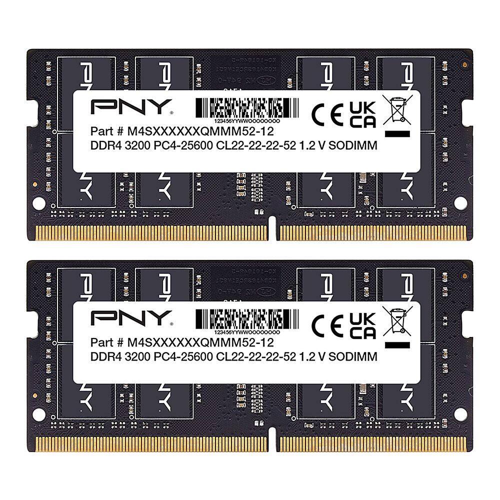 Front. PNY - Performance 32GB (2x16GB) 3200MHz DDR4 DRAM CL22 So-DIMM  Notebook/Laptop Memory Kit - Black.