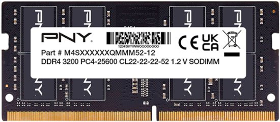 PNY Performance 8GB DDR4 DRAM 3200MHz CL22 SODIMM Notebook/Laptop Memory Black MN8GSD43200-TB - Best