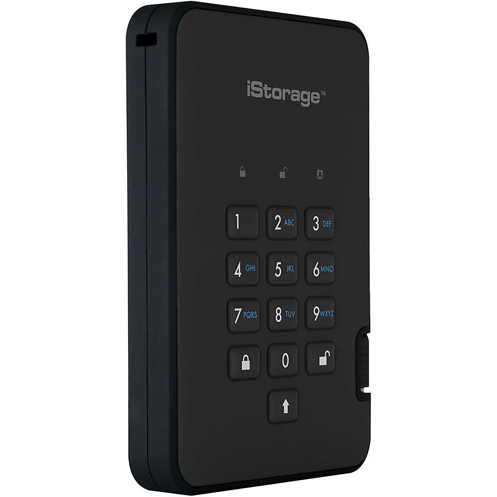 Left View: iStorage - diskAshur² 1TB USB 3.2 Gen 1 Portable HDD with Hardware Encryption - Black