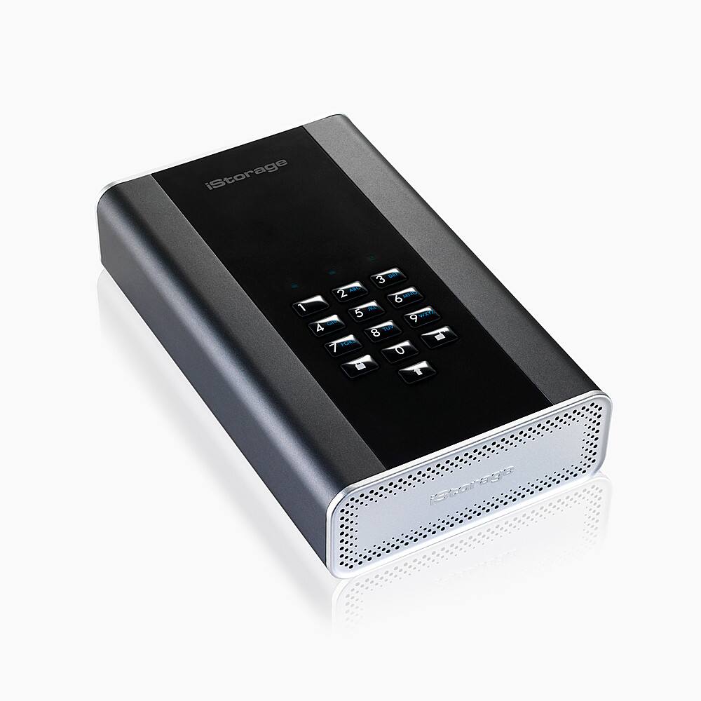 Angle View: iStorage - diskAshur DT² 4TB USB 3.2 Gen 1 Portable HDD with Hardware Encryption - Black