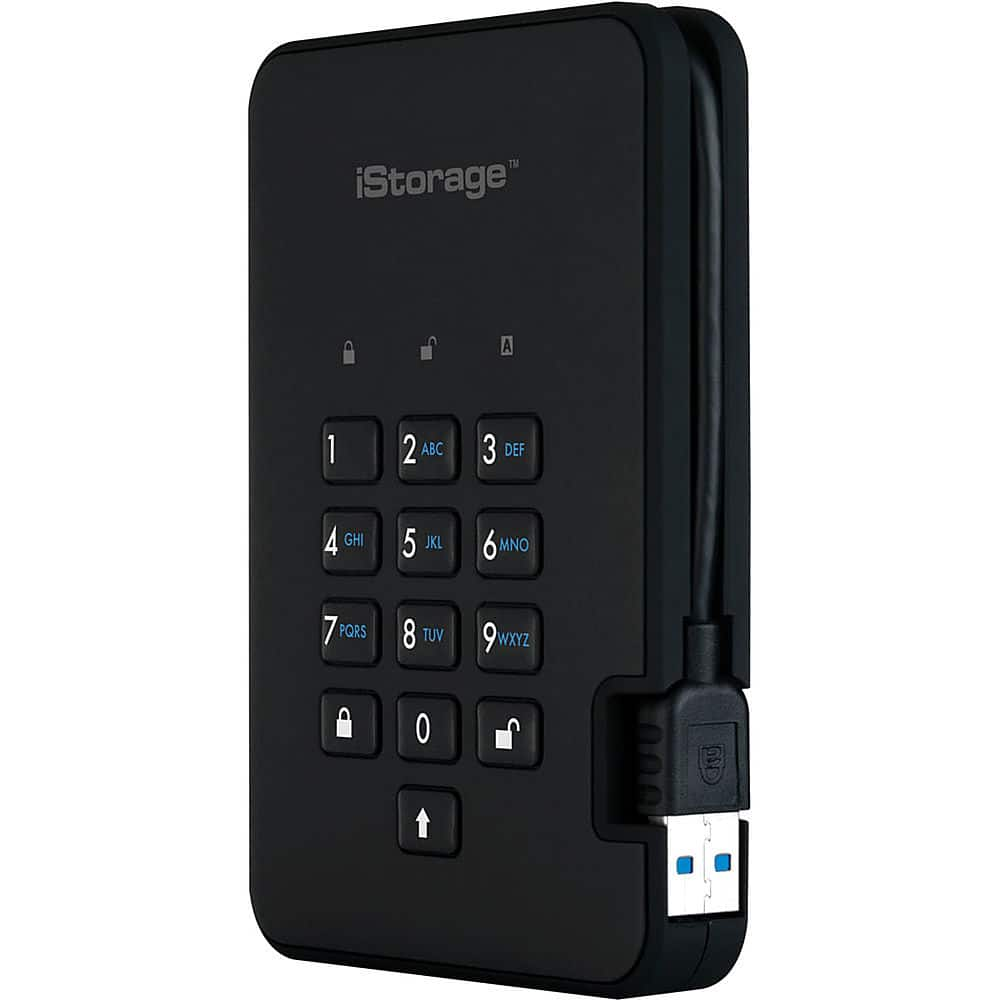 Angle View: iStorage - diskAshur² 4TB USB 3.2 Gen 1 Portable SSD with Hardware Encryption - Black