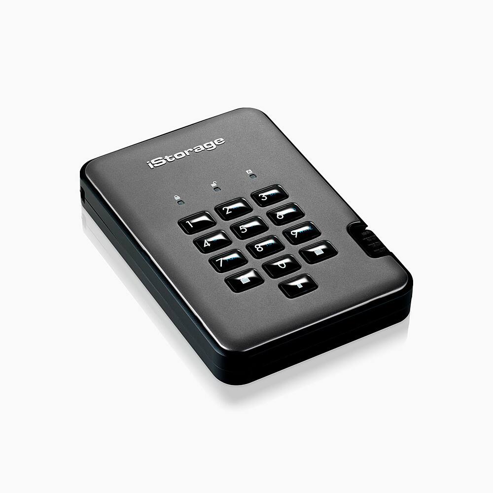 Angle View: iStorage - diskAshur PRO² 2TB USB 3.2 Gen 1 Portable HDD with Hardware Encryption - Black