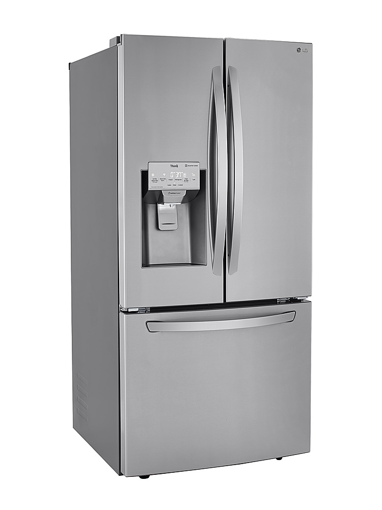 Angle View: LG - 24.5 Cu. Ft. French Door Smart Refrigerator with Slim SpacePlus Ice - Stainless steel