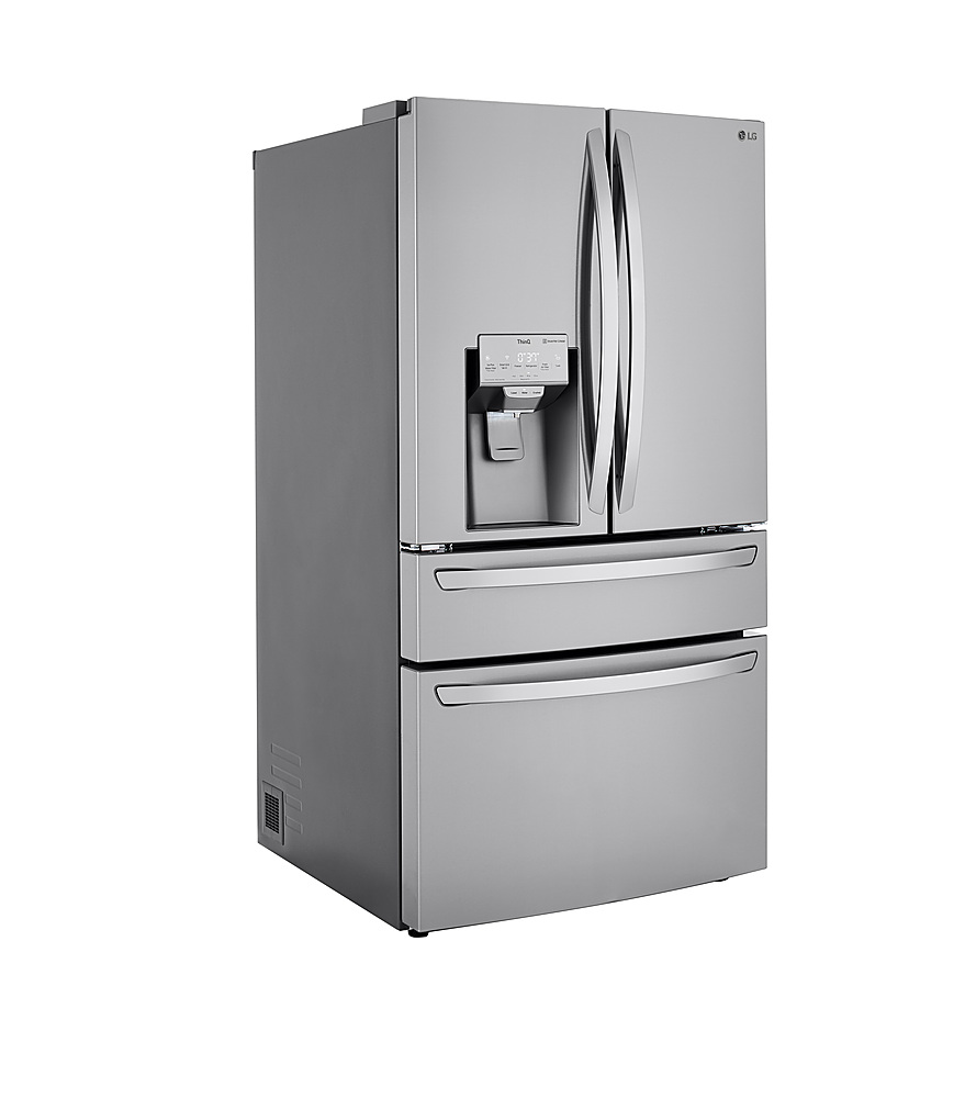 Angle View: LG - 29.5 Cu. Ft. 4-Door French Door Smart Refrigerator with Craft Ice - Stainless steel