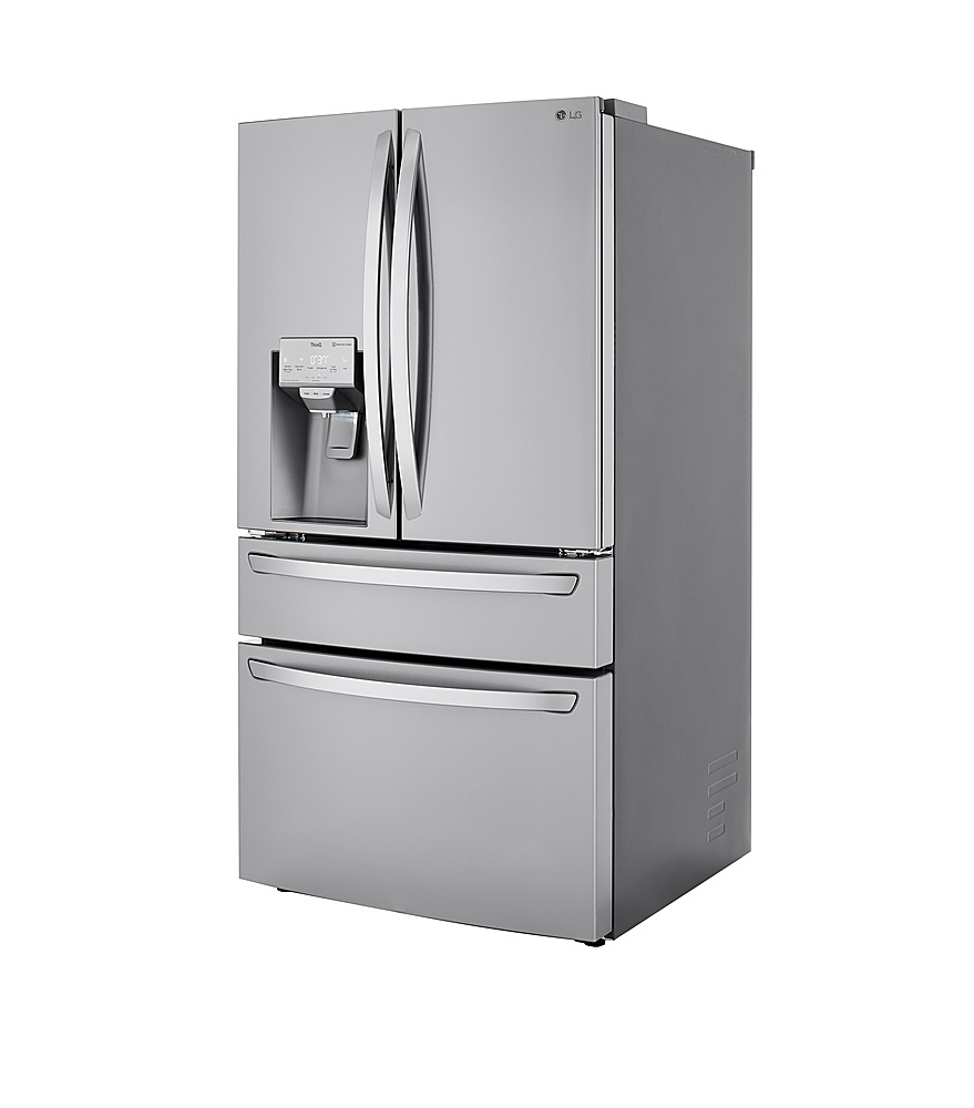 Left View: LG - 29.5 Cu. Ft. 4-Door French Door Smart Refrigerator with Craft Ice - Stainless steel