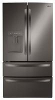 LG - 28.6 Cu. Ft. 4-Door French Door Smart Refrigerator with Smart Diagnosis - Black stainless steel - Front_Zoom