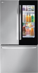 LG - 26.5 Cu. Ft. French Door Counter-Depth Smart Refrigerator with InstaView - Stainless steel - Front_Zoom