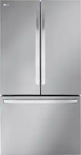 Front. LG - Counter-Depth MAX 26.5 Cu. Ft. French Door Smart Refrigerator with Internal Water - Stainless Steel.