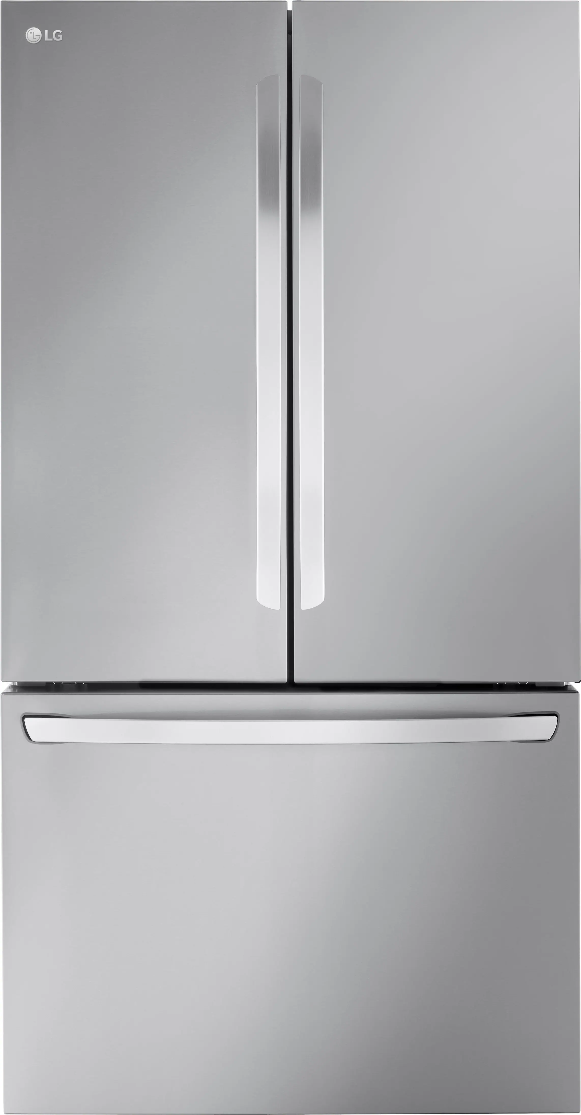 Front. LG - Counter-Depth MAX 26.5 Cu. Ft. French Door Smart Refrigerator with Internal Water - Stainless Steel.