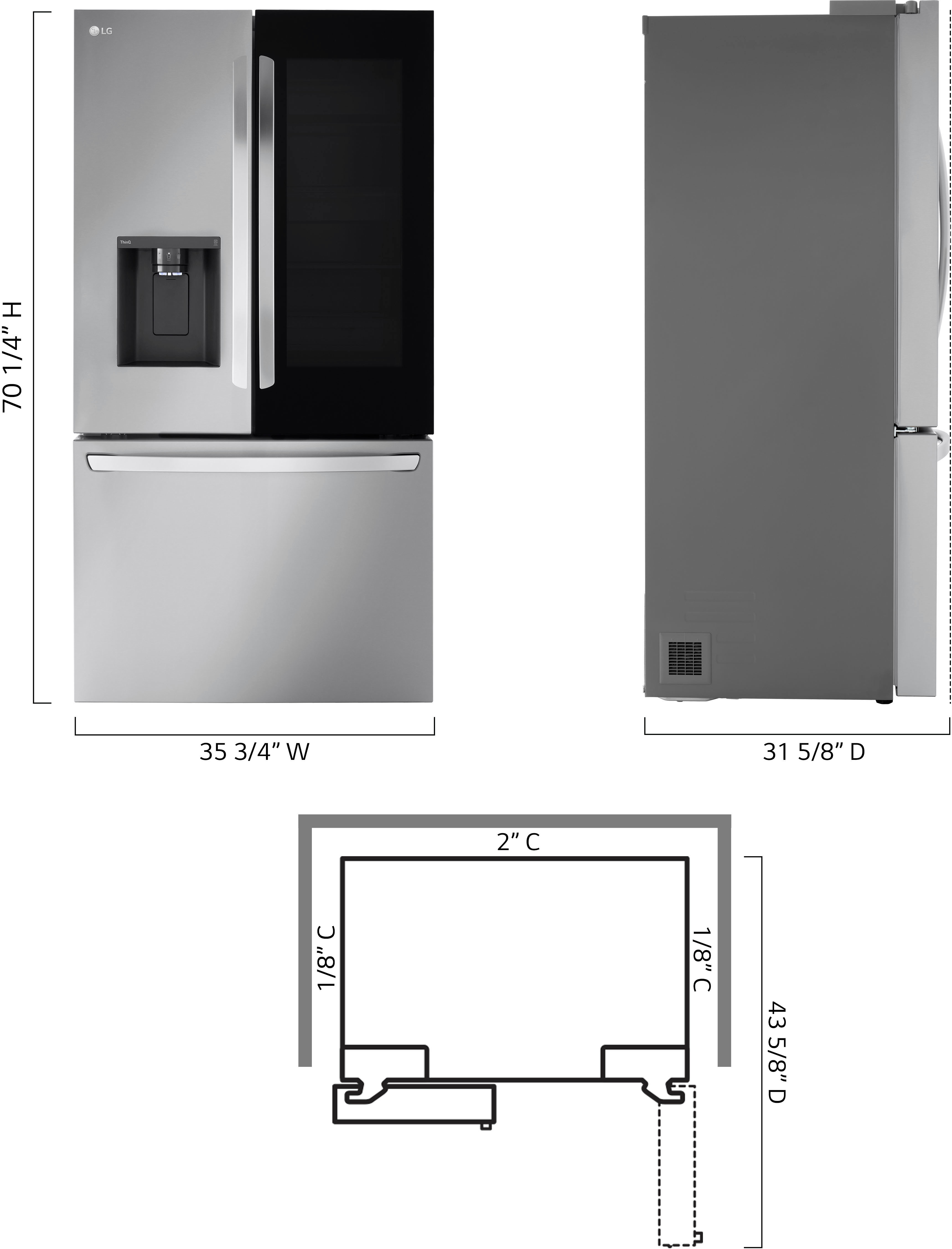 Left View: GE Profile - 22.1 Cu. Ft. French Door Counter-Depth Refrigerator with Hands-Free AutoFill - Stainless Steel
