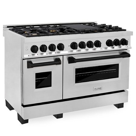 ZLINE - Dual Fuel Range with Gas Stove and Electric Oven in Stainless Steel with Matte Black Accents - Matte Black