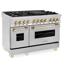 ZLINE - Dual Fuel Range with Gas Stove and Electric Oven in Stainless Steel with Gold Accents - Front_Zoom