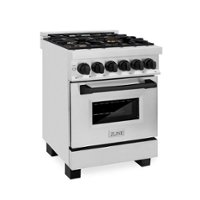 ZLINE - Dual Fuel Range with Gas Stove and Electric Oven in Stainless Steel with Matte Black Accents - Stainless Steel/Matte Black - Front_Zoom