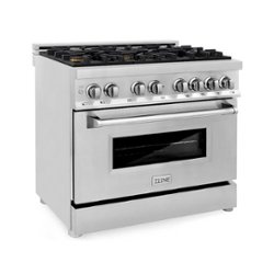 ZLINE - Dual Fuel Range with Gas Stove and Electric Oven - Stainless Steel with Brass Burners - Front_Zoom