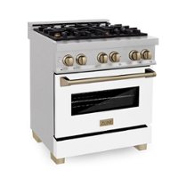 ZLINE - Dual Fuel Range with Gas Stove and Electric Oven in DuraSnow® Stainless Steel with White Matte Door - Stainless steel - Front_Zoom