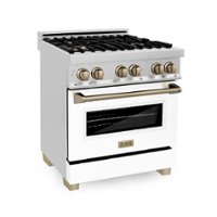 ZLINE - Dual Fuel Range with Gas Stove and Electric Oven in Stainless Steel with White Matte Door and Champagne Bronze Accents - Multicolor - Front_Zoom