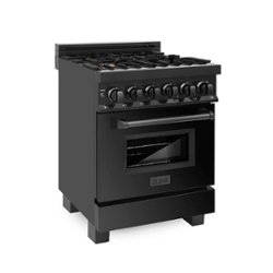 ZLINE - Dual Fuel Range with Gas Stove and Electric Oven - Black Stainless Steel with Brass Burners - Front_Zoom